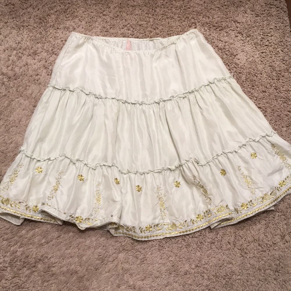 Rangoon silk sea foam and gold skirt